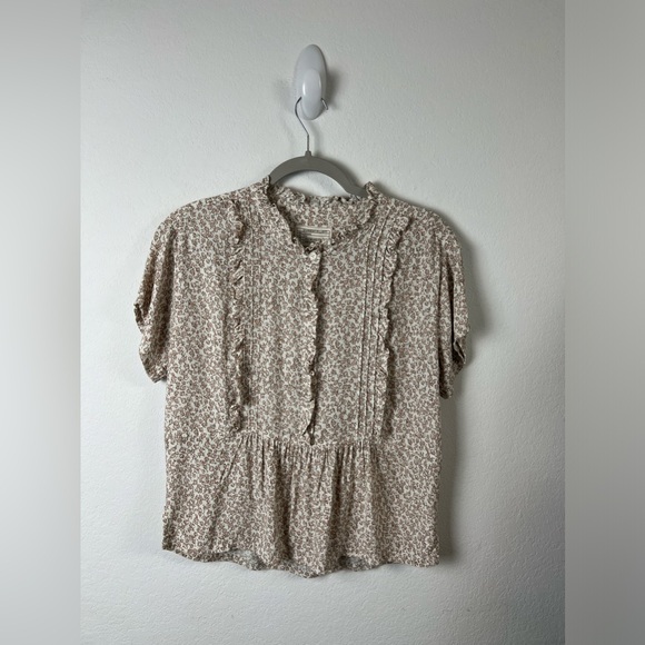 Current/Elliott Tops - Current/Elliott The Harbor Short Sleeve Ruffle Floral Boho Top